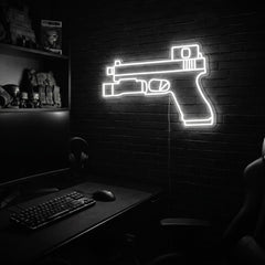 Handgun v2 premium LED neon sign - Cool White