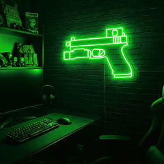 Handgun v2 premium LED neon sign - Green