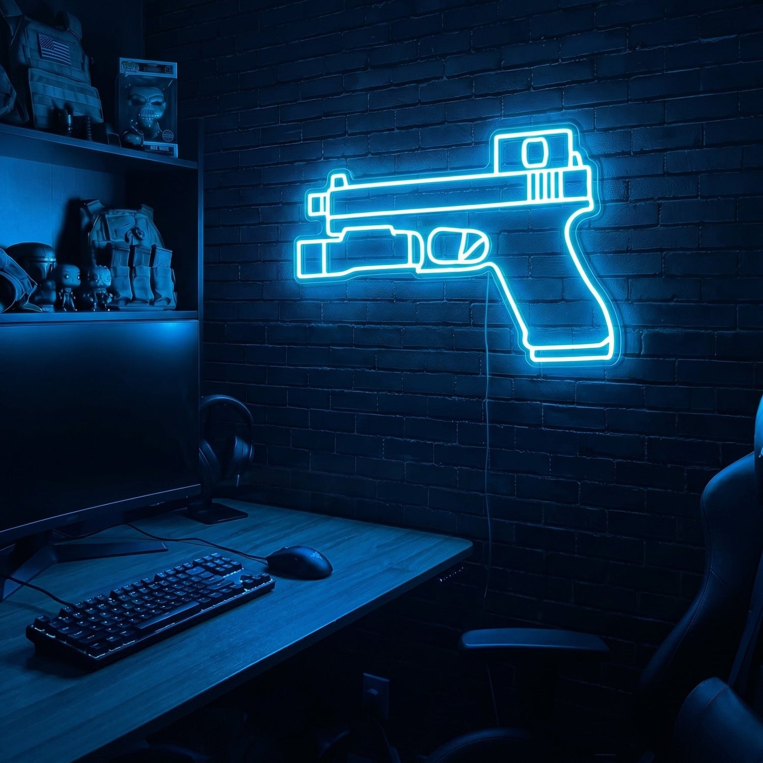 Handgun v2 premium LED neon sign - Ice Blue