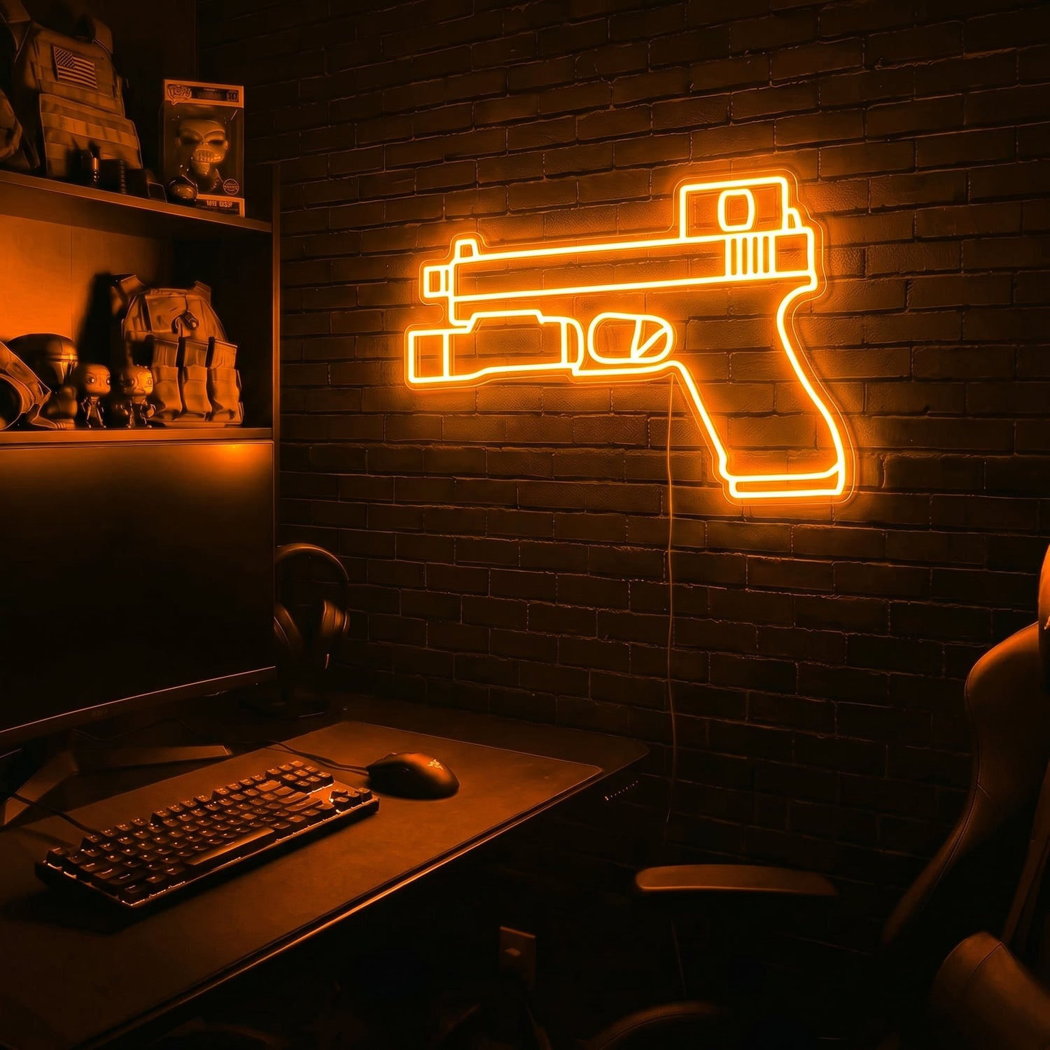 Handgun v2 premium LED neon sign - Orange