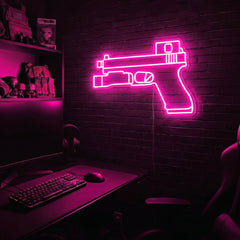 Handgun v2 premium LED neon sign - Pink