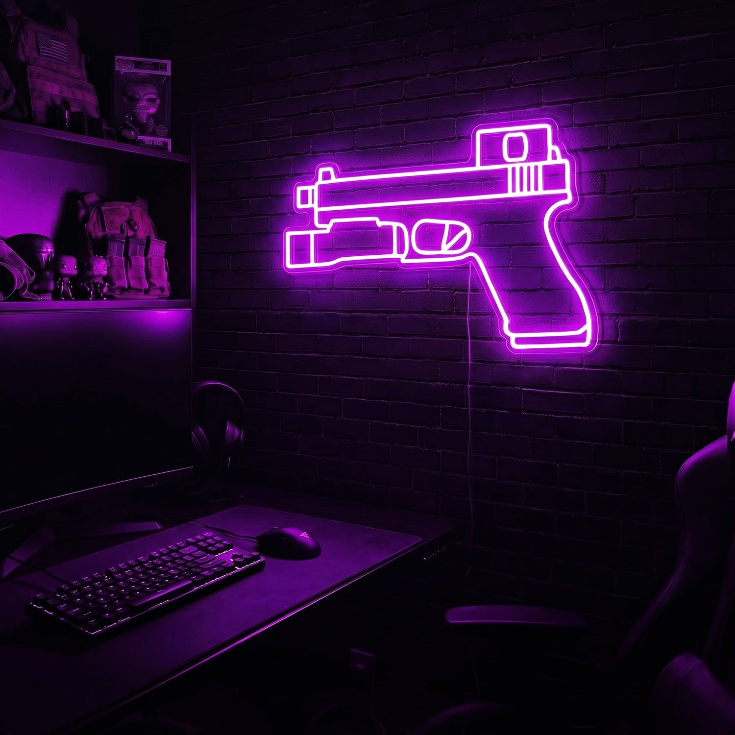 Handgun v2 premium LED neon sign - Purple