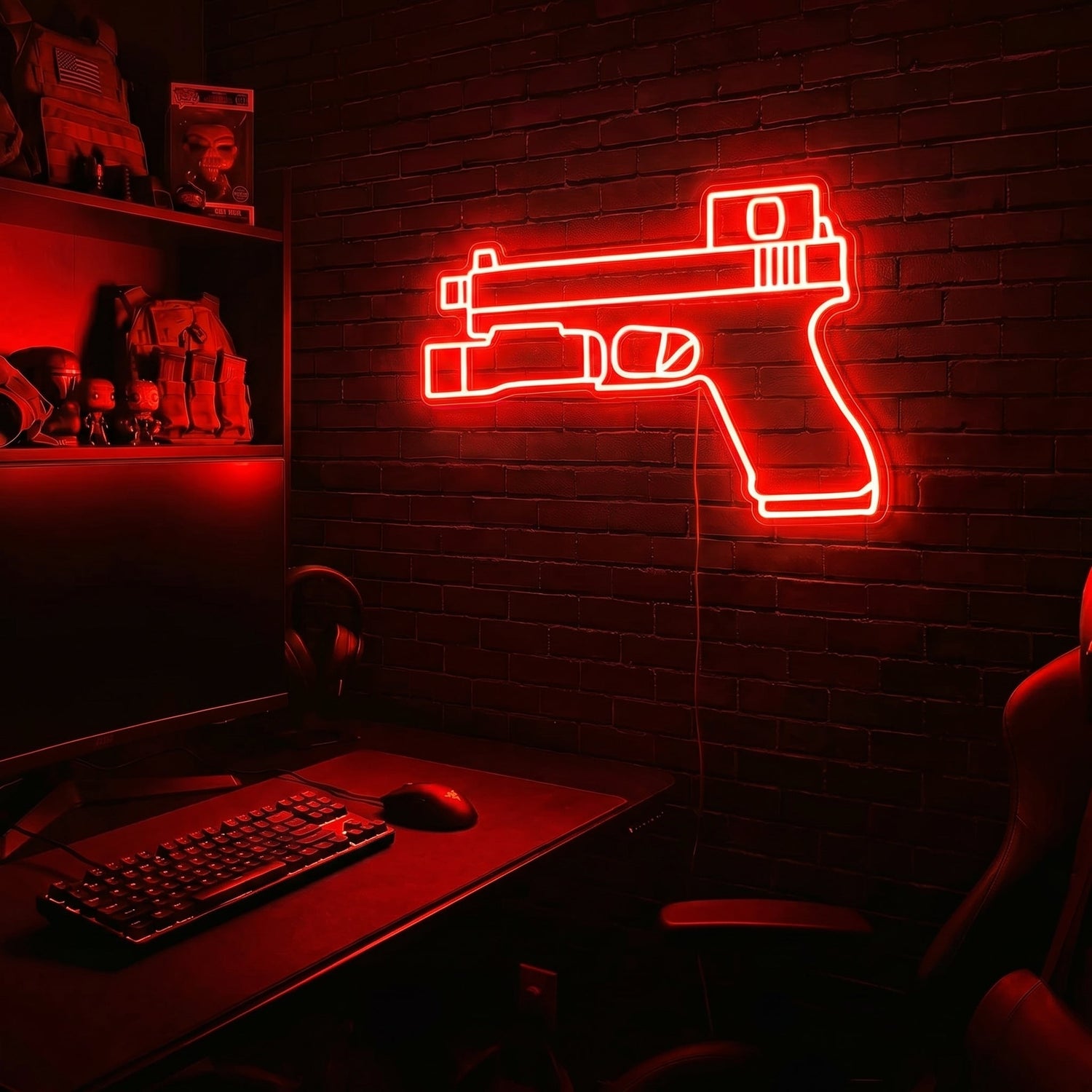 Handgun v2 premium LED neon sign - Red