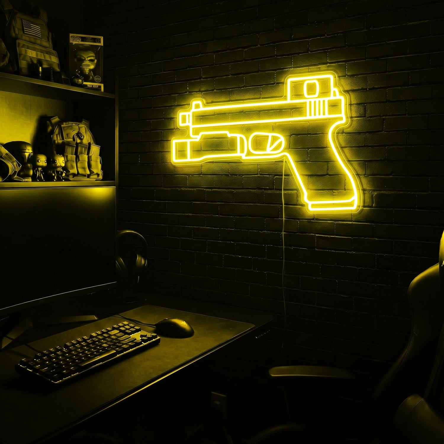 Handgun v2 premium LED neon sign - Yellow