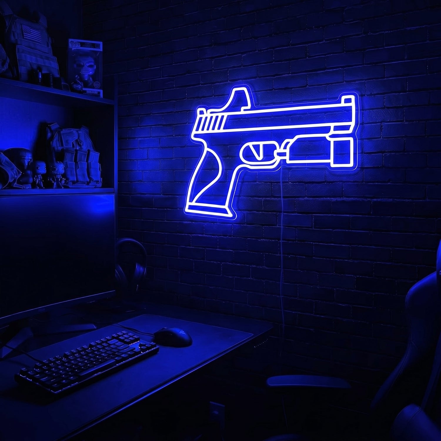 Handgun v3 premium LED neon sign - Blue