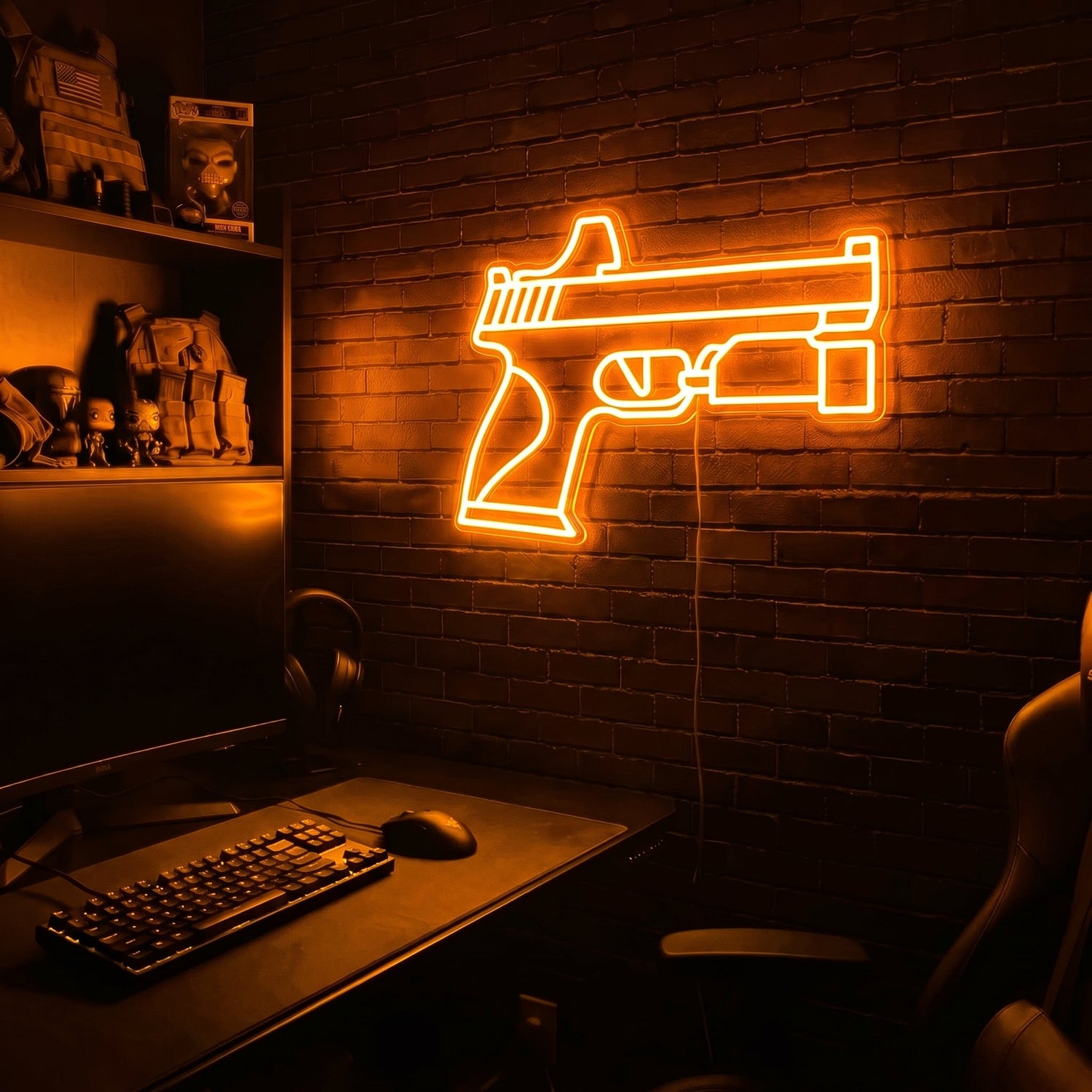 Handgun v3 premium LED neon sign - Orange