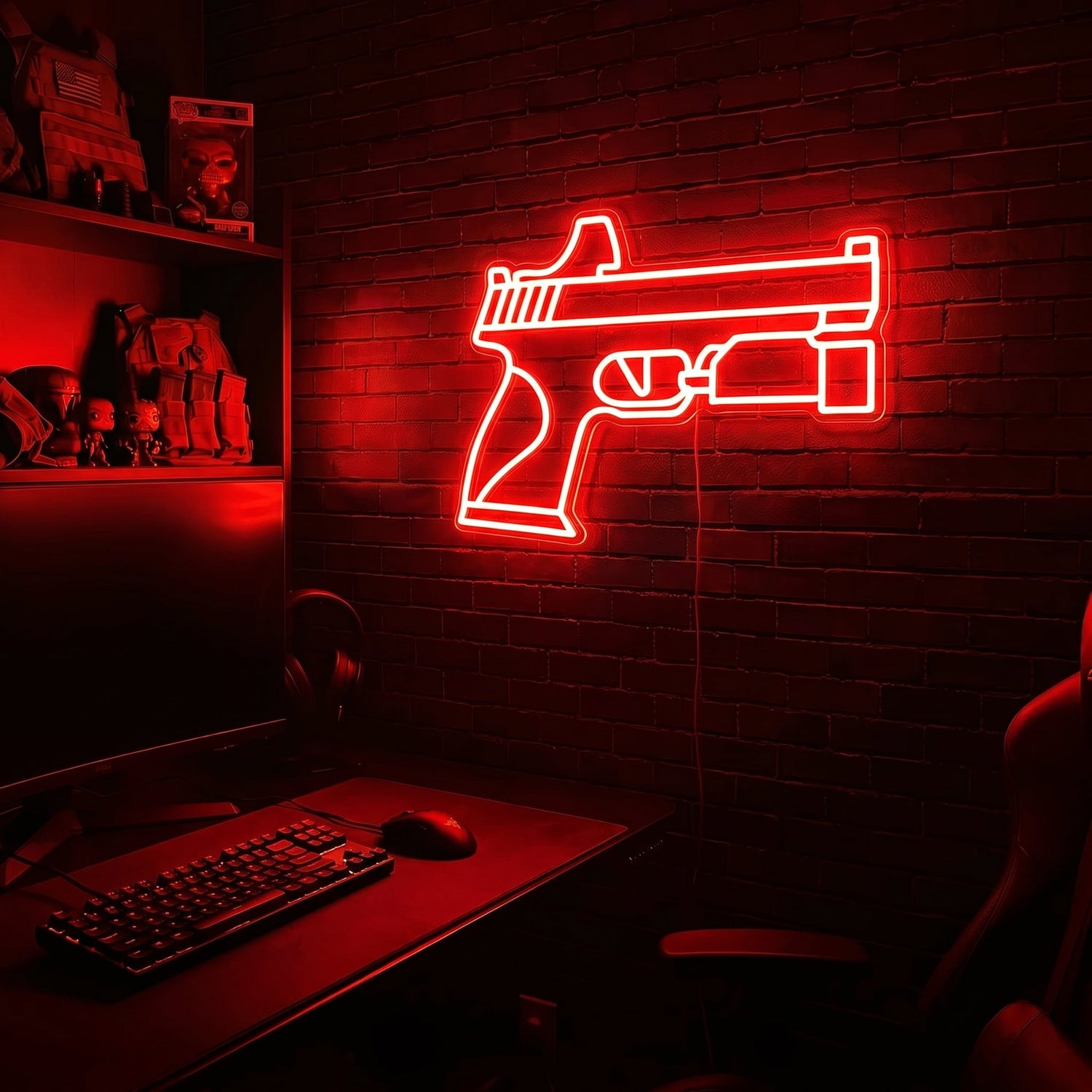 Handgun v3 premium LED neon sign - Red