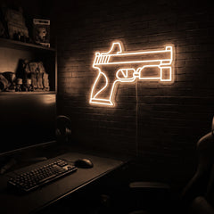 Handgun v3 premium LED neon sign - Warm White