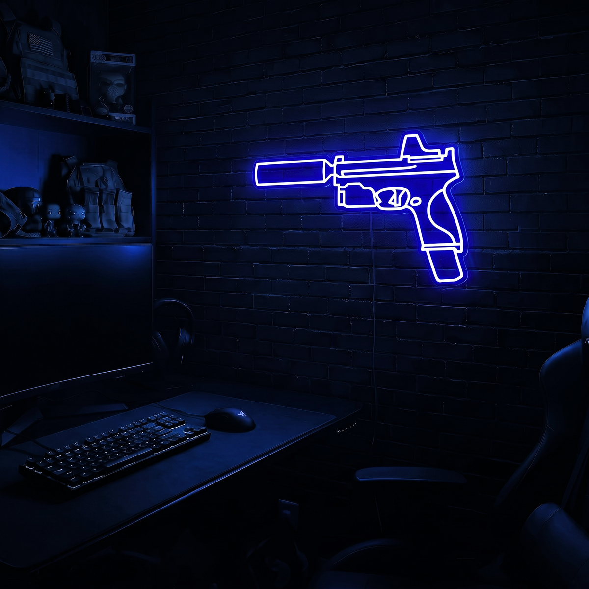 Handgun v4 premium LED neon sign - Blue