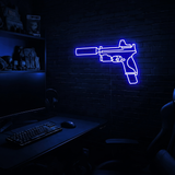 Handgun v4 premium LED neon sign - Blue