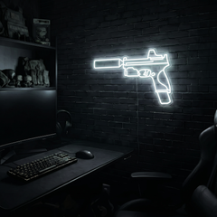 Handgun v4 premium LED neon sign - Cool White