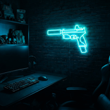 Handgun v4 premium LED neon sign - Ice Blue