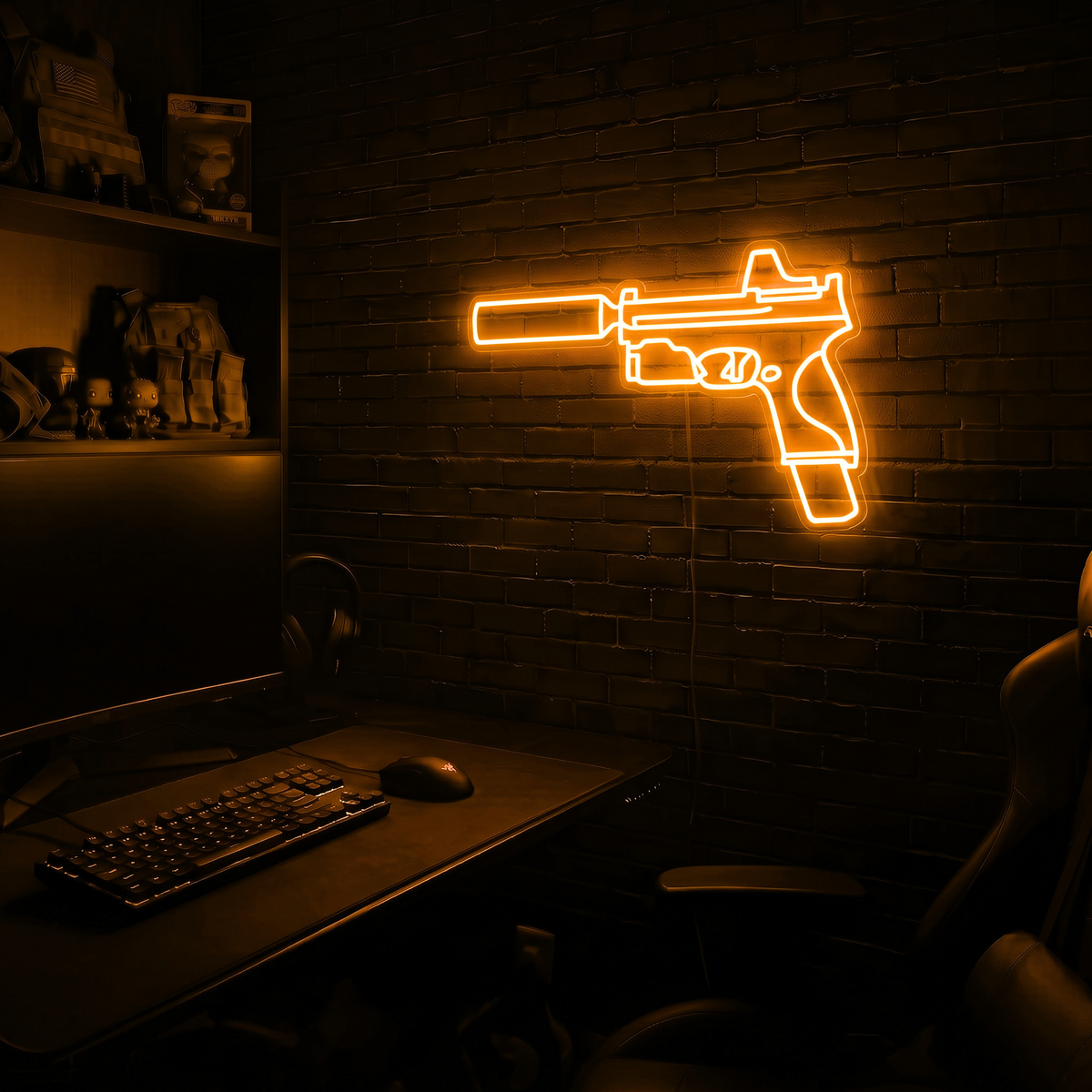 Handgun v4 premium LED neon sign - Orange