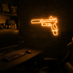 Handgun v4 premium LED neon sign - Orange