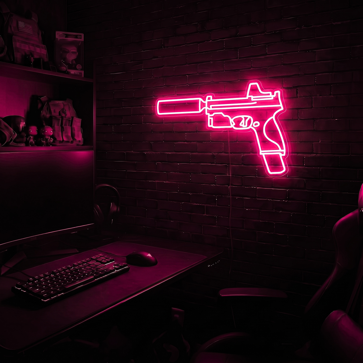 Handgun v4 premium LED neon sign - Pink