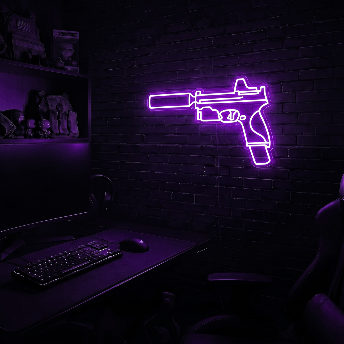 Handgun v4 premium LED neon sign - Purple