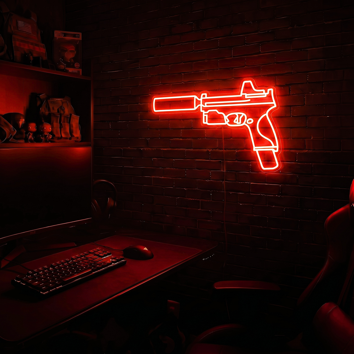 Handgun v4 premium LED neon sign - Red