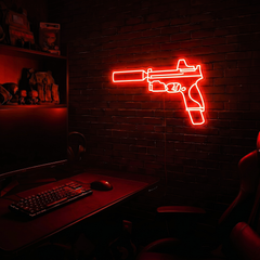 Handgun v4 premium LED neon sign - Red