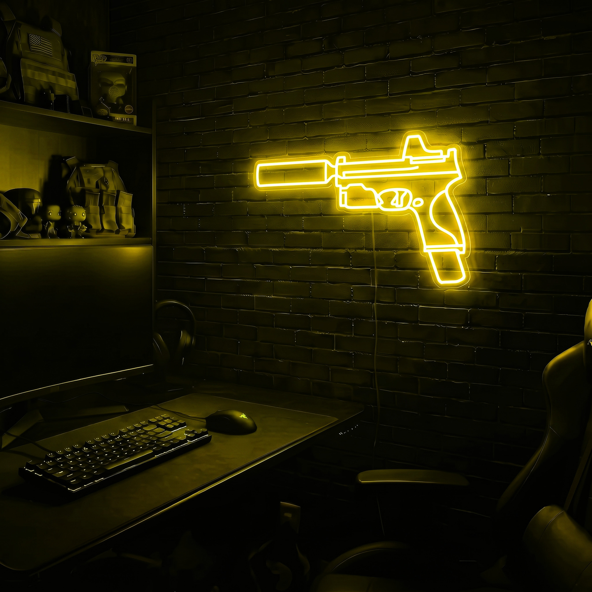 Handgun v4 premium LED neon sign - Yellow