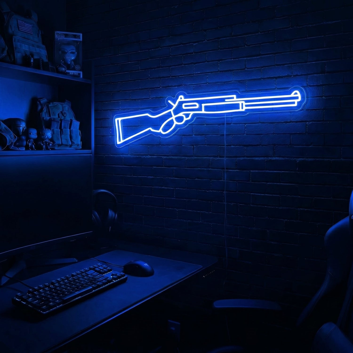 Lever Gun v1 premium LED neon sign - Blue