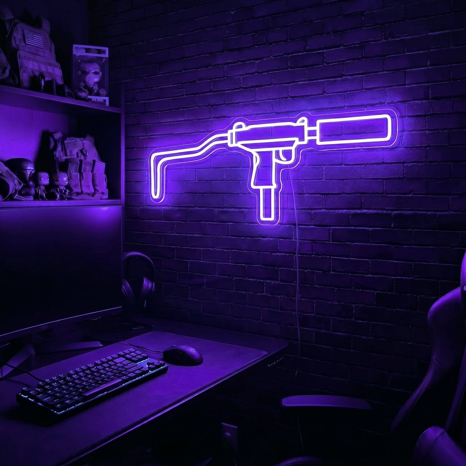 Mini Uzi premium LED neon sign - Purple