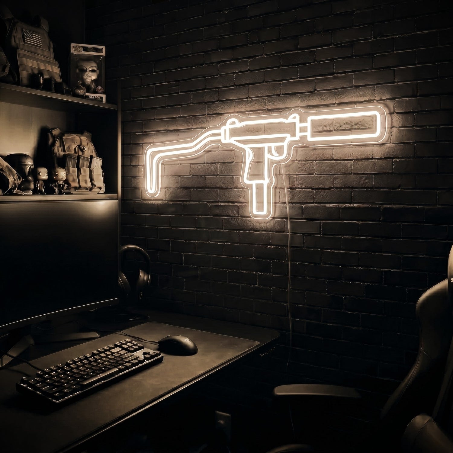 Mini Uzi premium LED neon sign - Warm White