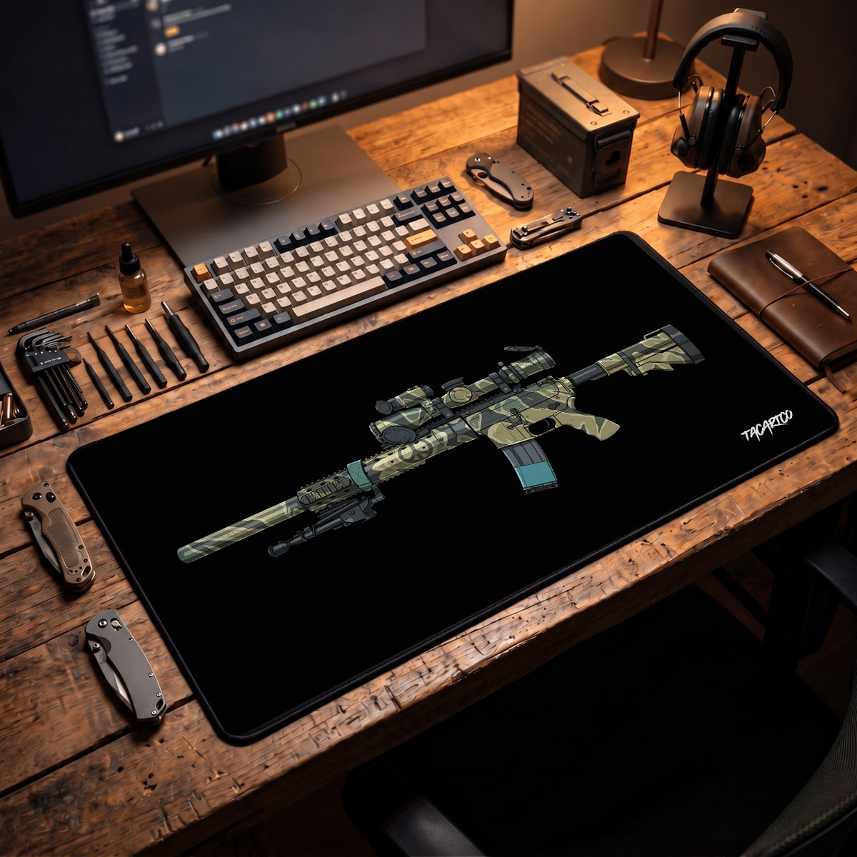 Tiger Stripe AR-15 - Desk Mat — TacArtCo lifestyle mockup