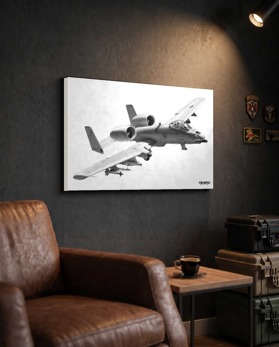 A-10 Warthog Sketch - Canvas Print in the TacArtCo lifestyle setting