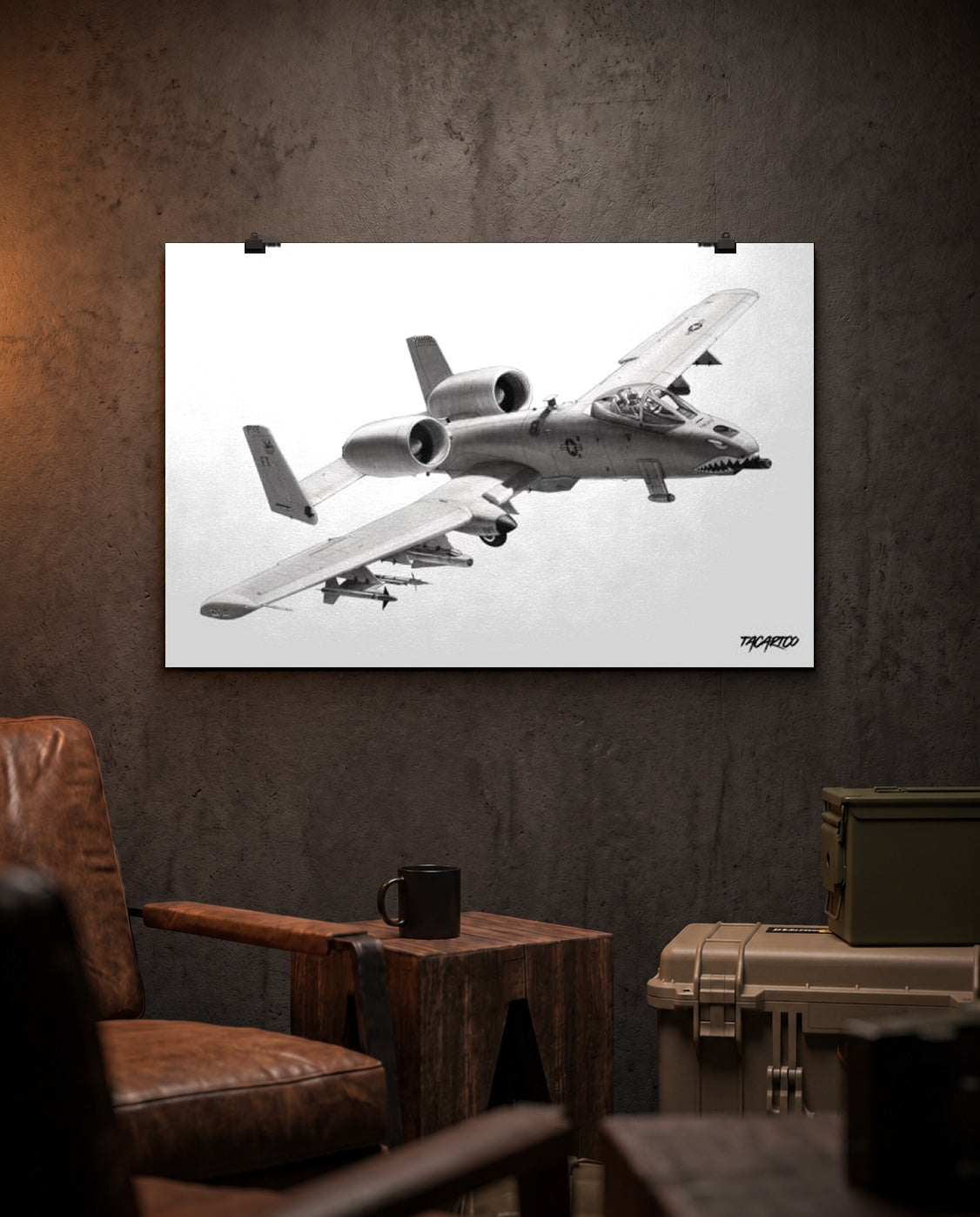 A-10 Warthog Sketch - Matte Poster in the TacArtCo lifestyle setting