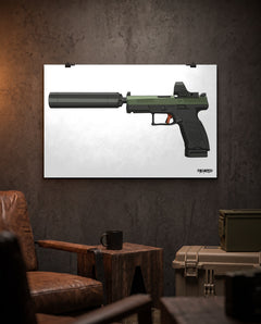 CZ P-10C Suppressed with SRO - Matte Poster in the TacArtCo lifestyle setting