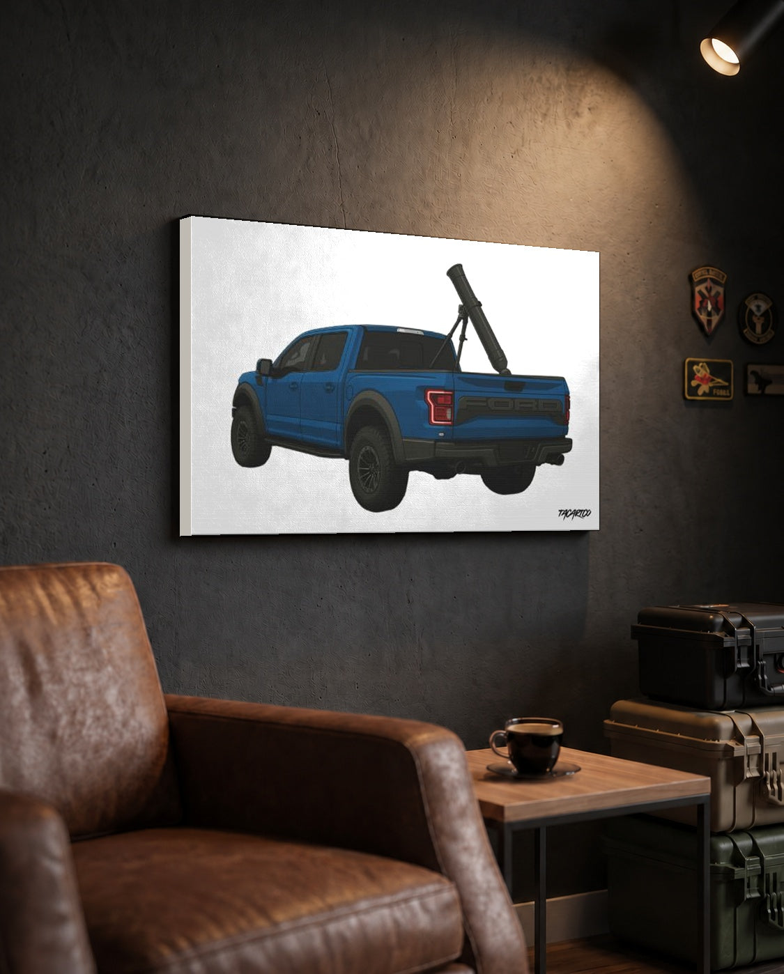 Raptor Mortar Rig - Canvas Print in the TacArtCo lifestyle setting