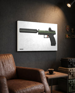 CZ P-10C Suppressed with SRO - Canvas Print in the TacArtCo lifestyle setting