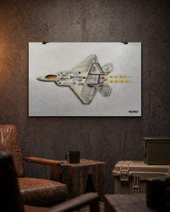 F-22 Raptor Sketch - Matte Poster in the TacArtCo lifestyle setting