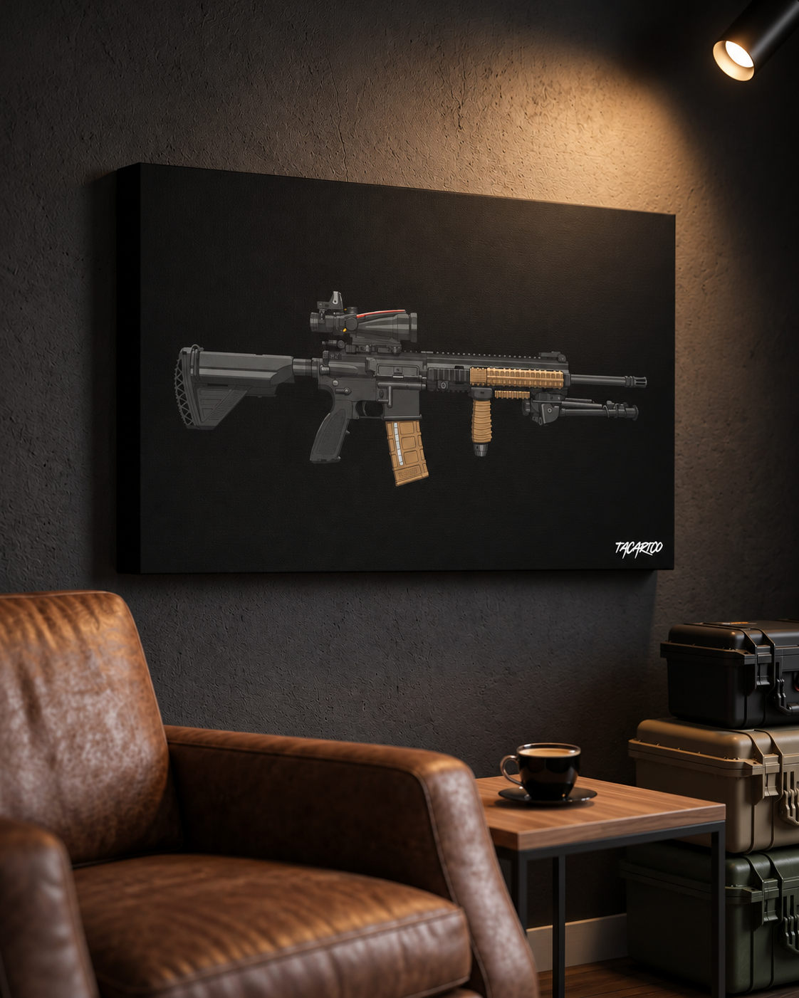M27 IAR canvas black with the current TacArtCo logo in its approved lifestyle setting.
