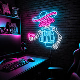 Sombrero Skeleton Premium LED neon sign - Cyberpunk (Ice Blue & Pink)